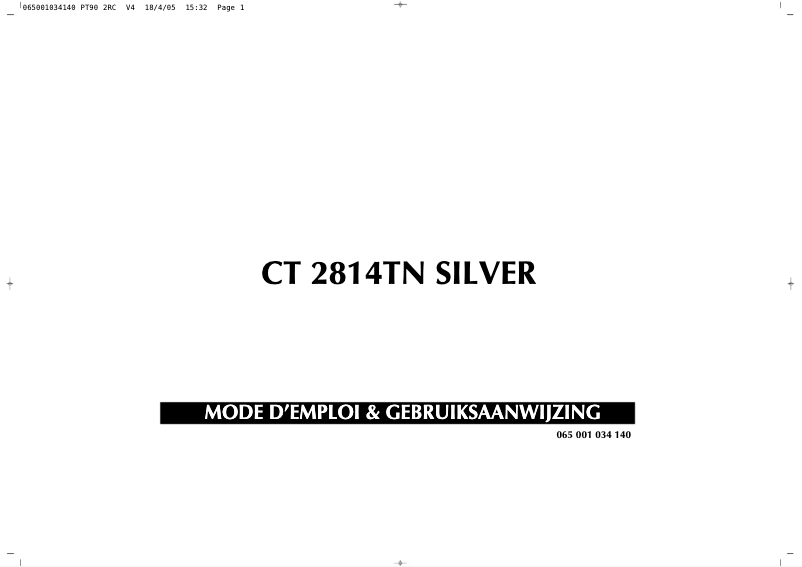 Page n°1 - Manuel utilisateur Finlux CT2814TN Silver