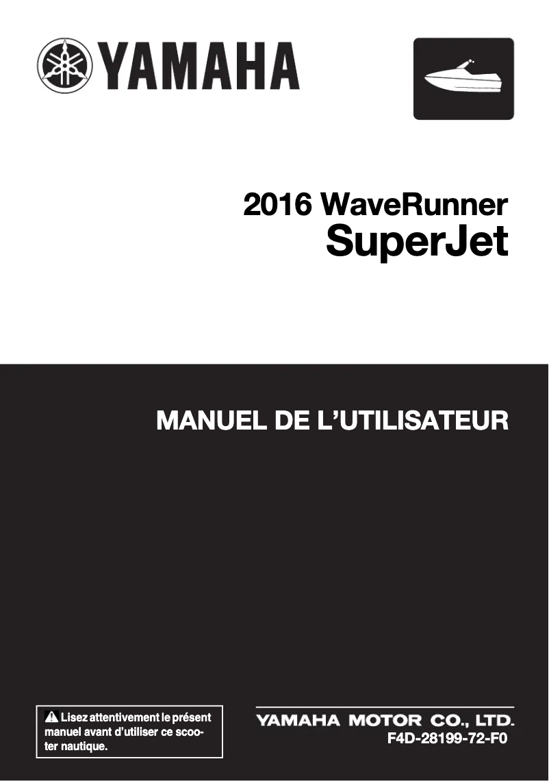 Page 1 de la notice Manuel utilisateur Yamaha WaveRunner SuperJet (2016)