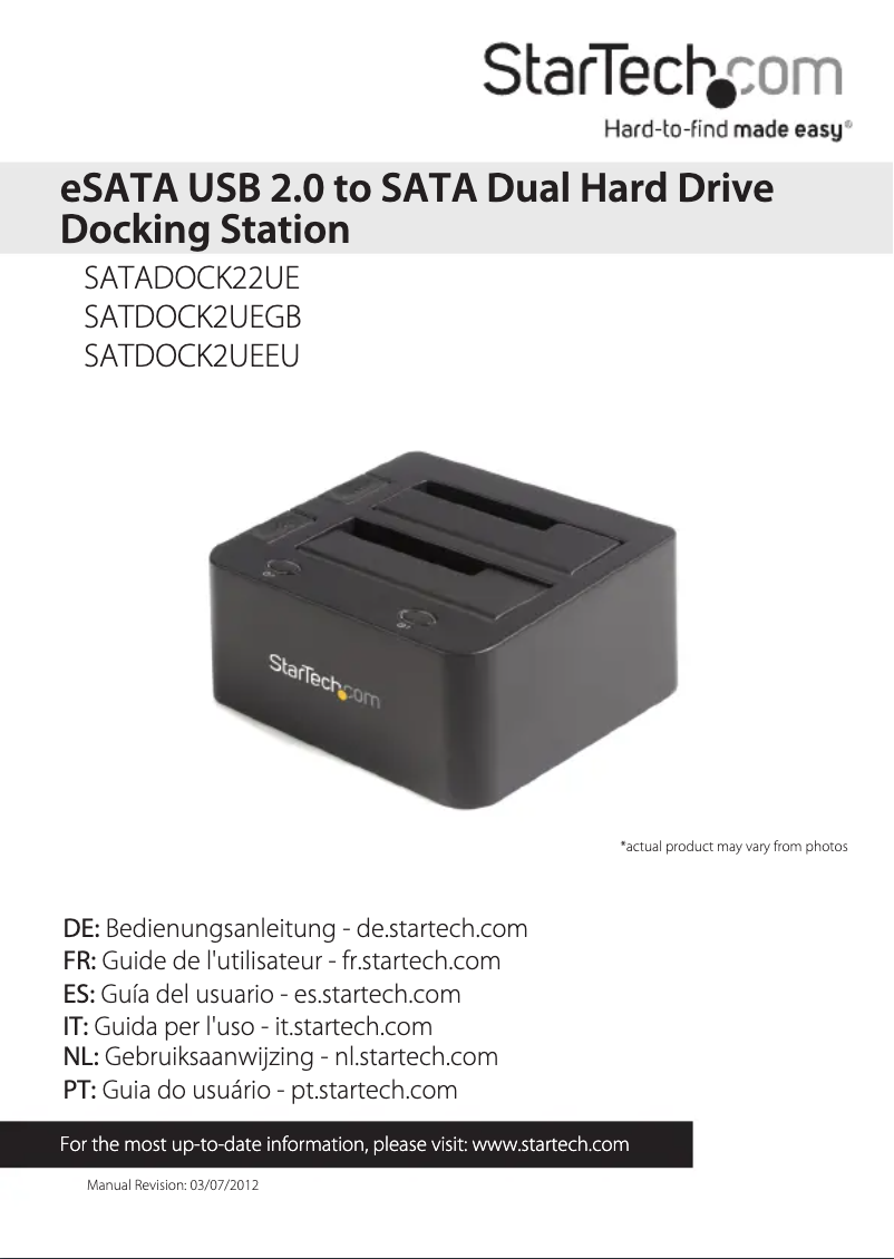 Page 1 de la notice Manuel utilisateur StarTech.com SATADOCK22UE