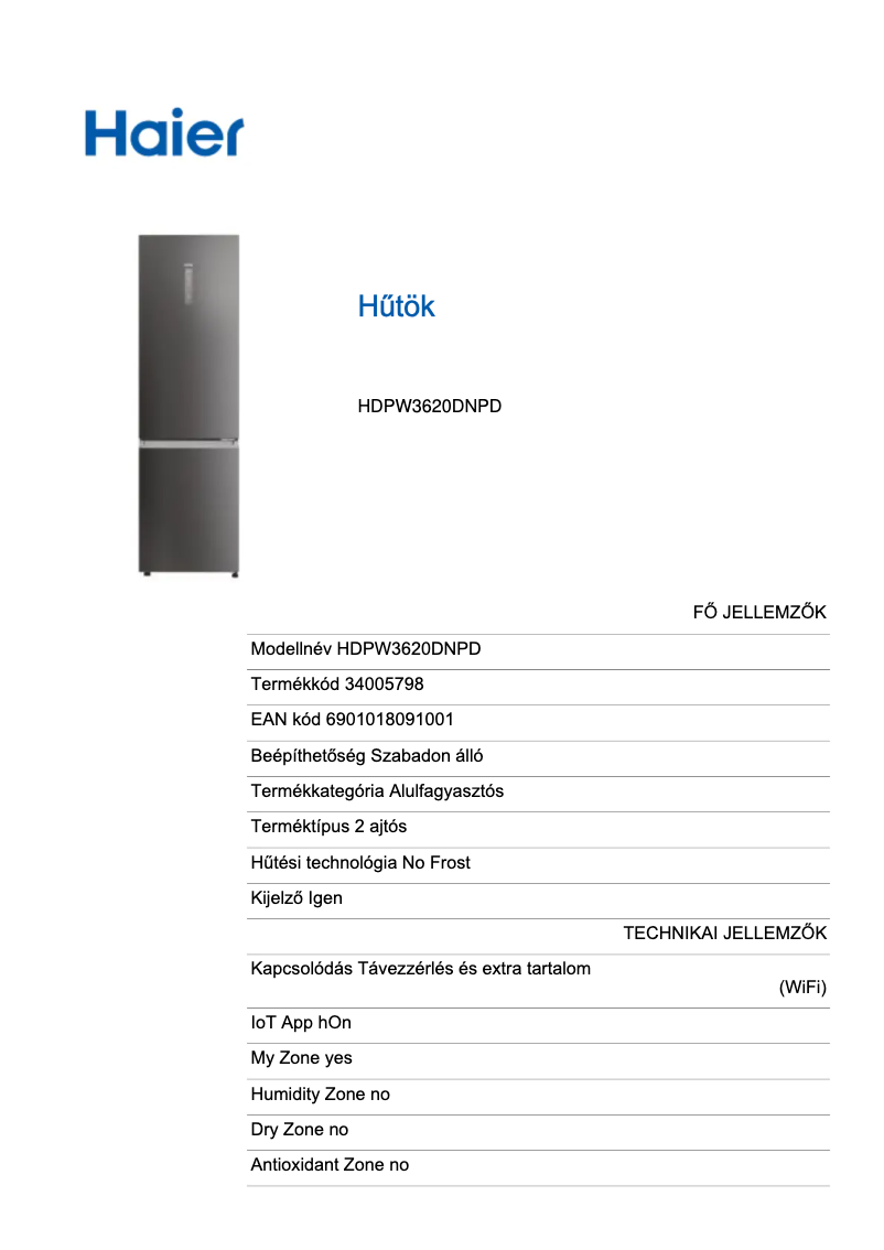 Image de la première page du manuel de l'appareil HDPW3620DNPD