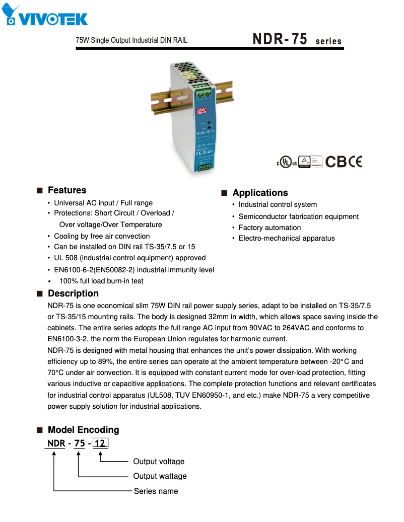 Page 1 de la notice Manuel utilisateur Vivotek NDR-75