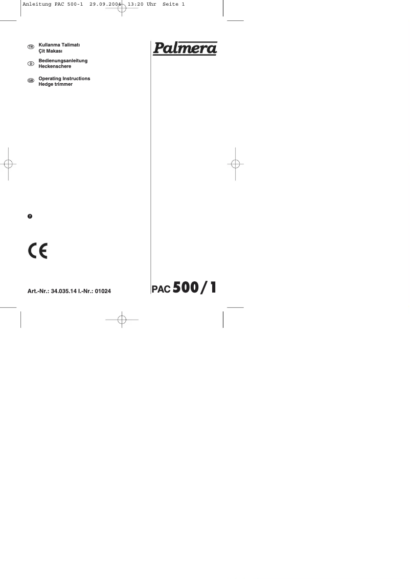 Page 1 de la notice Manuel utilisateur Palmera PAC 500