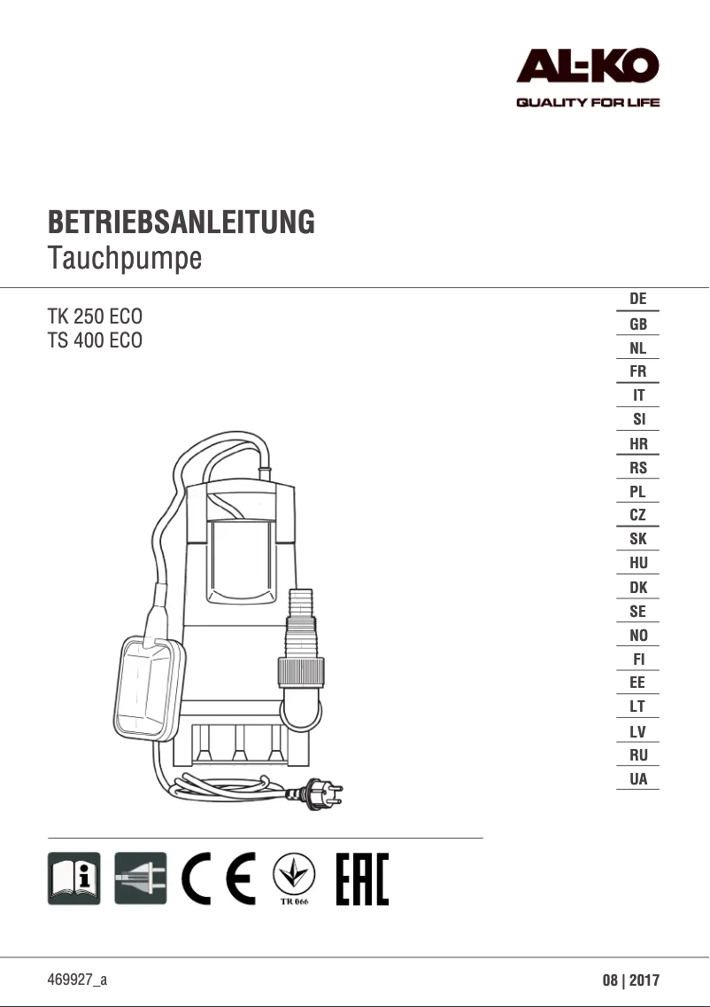 Image de la première page du manuel de l'appareil TS 400 ECO