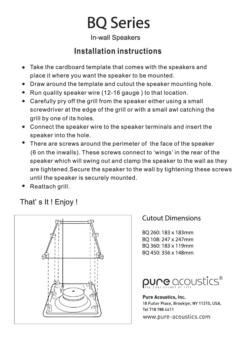 Page n°1 - Manuel utilisateur Pure Acoustics BQ 260