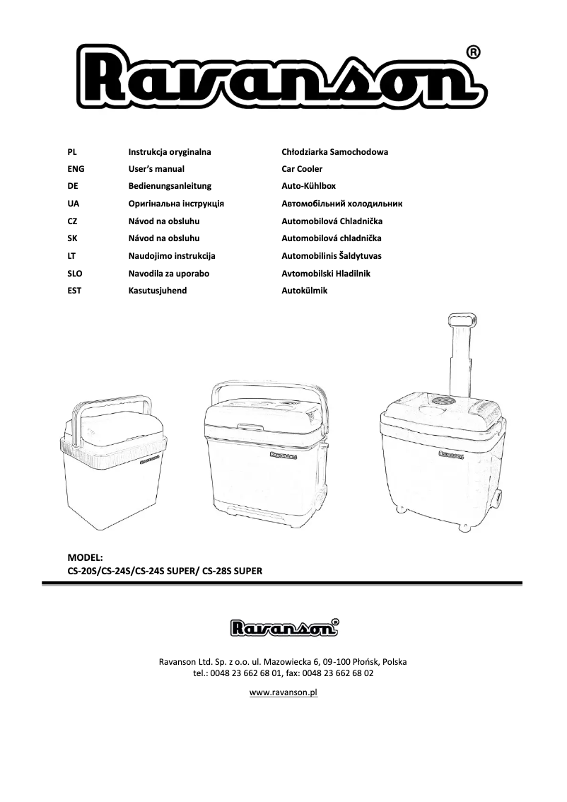 Page n°1 - Manuel utilisateur Ravanson CS-28S SUPER