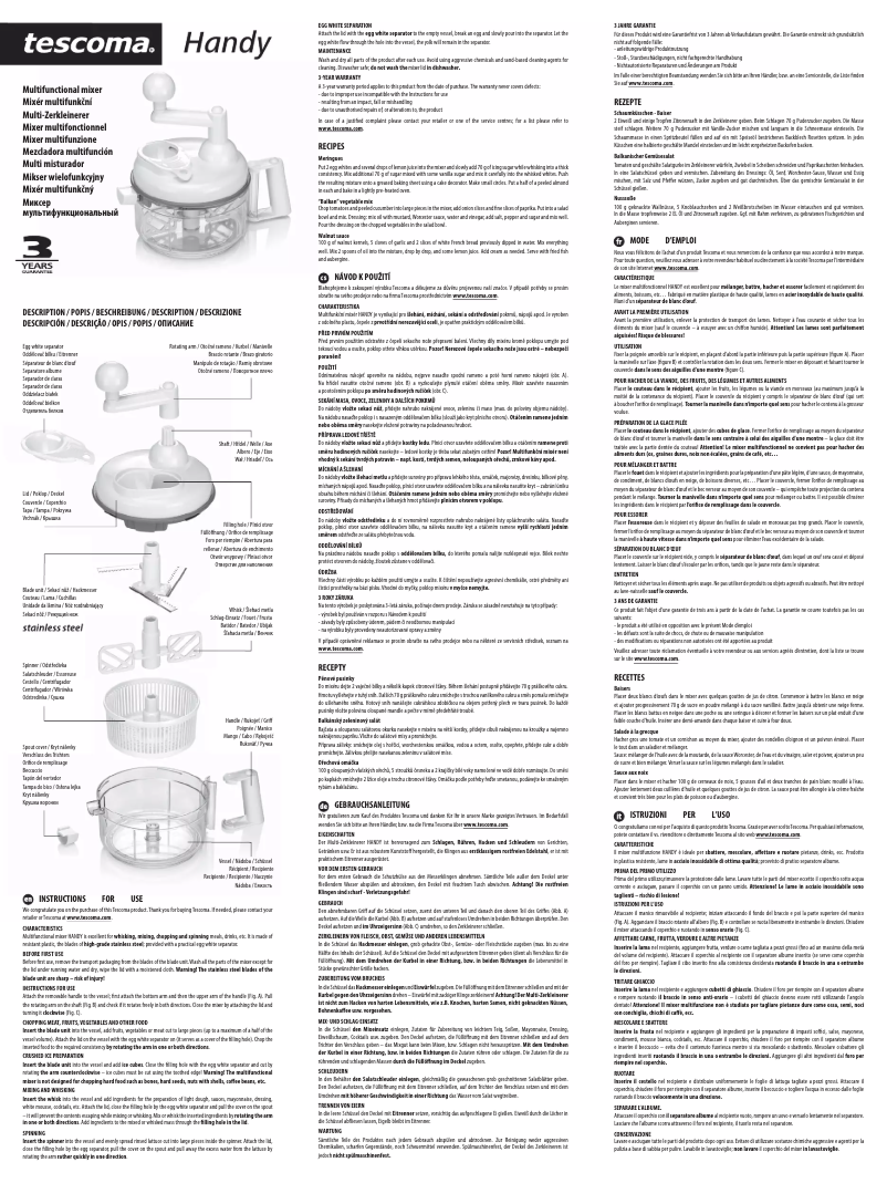Page 1 de la notice Manuel utilisateur Tescoma Handy 643690