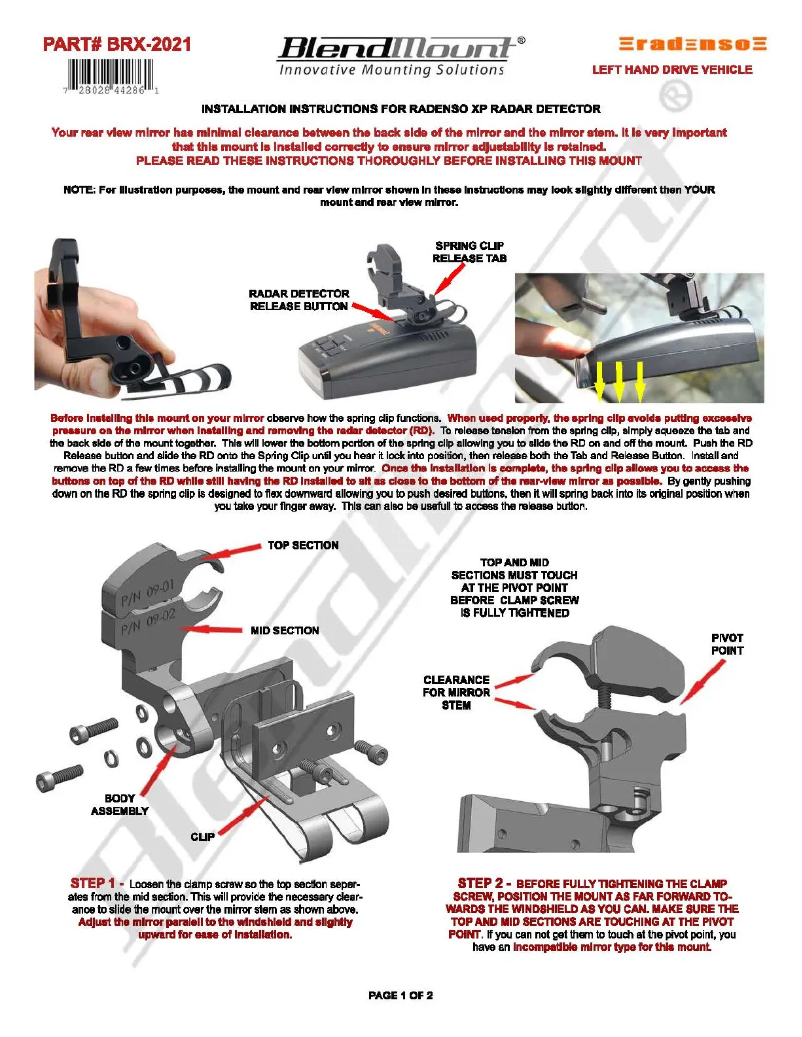 Image de la première page du manuel de l'appareil BRX-2021