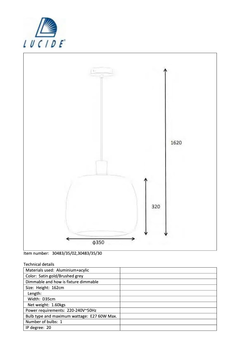 Page 1 de la notice Manuel utilisateur Lucide Acros