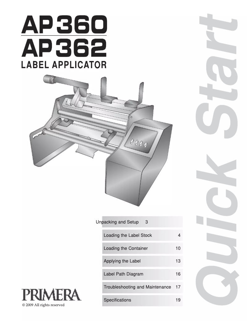 Page n°1 - Manuel utilisateur Primera AP362