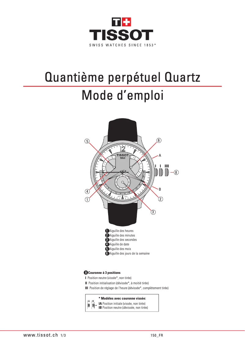 Página 1 del manual Manual de usuario Tissot Tradition Perpetual Calendar