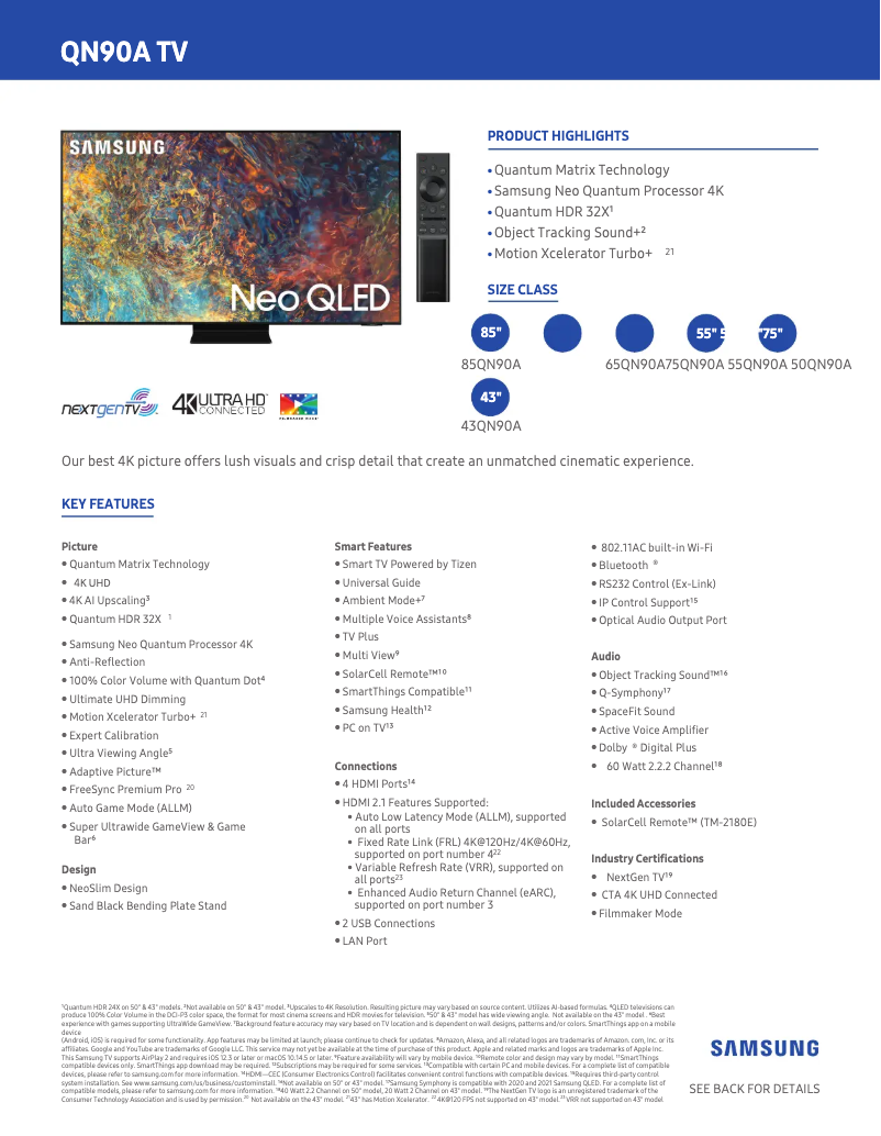 Image de la première page du manuel de l'appareil QN43QN90AAFXZA