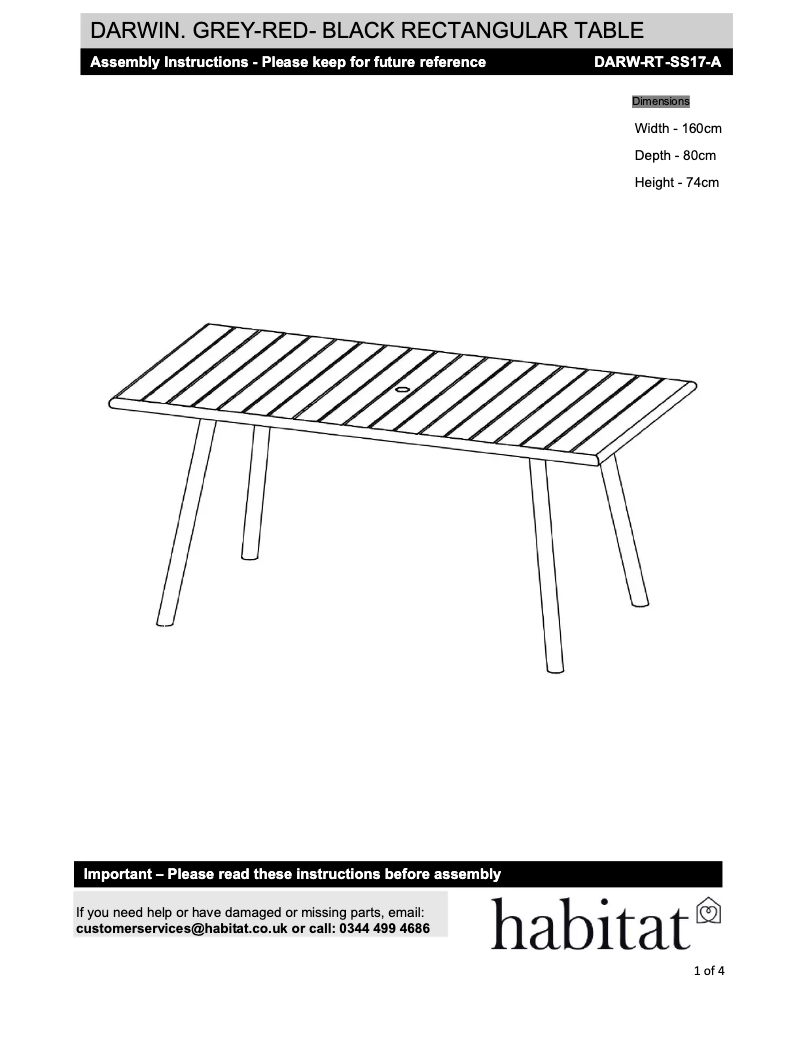 Page 1 de la notice Manuel utilisateur Habitat Darwin