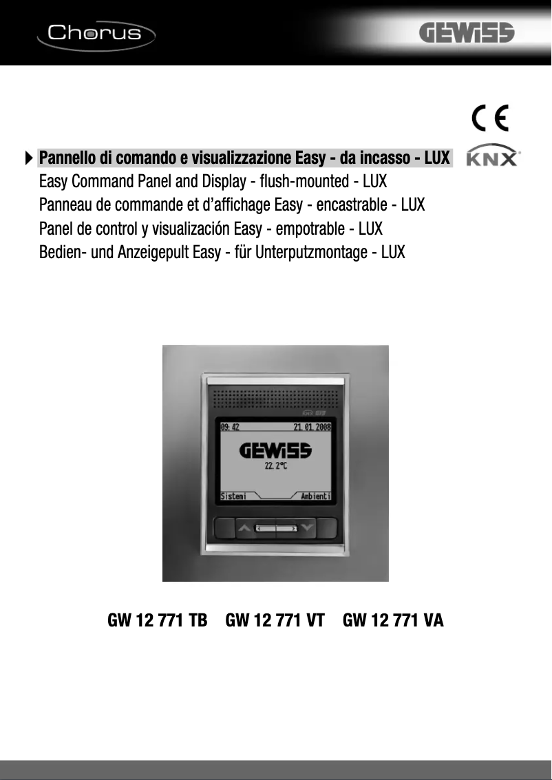 Page 1 de la notice Manuel utilisateur Gewiss GW12771VT