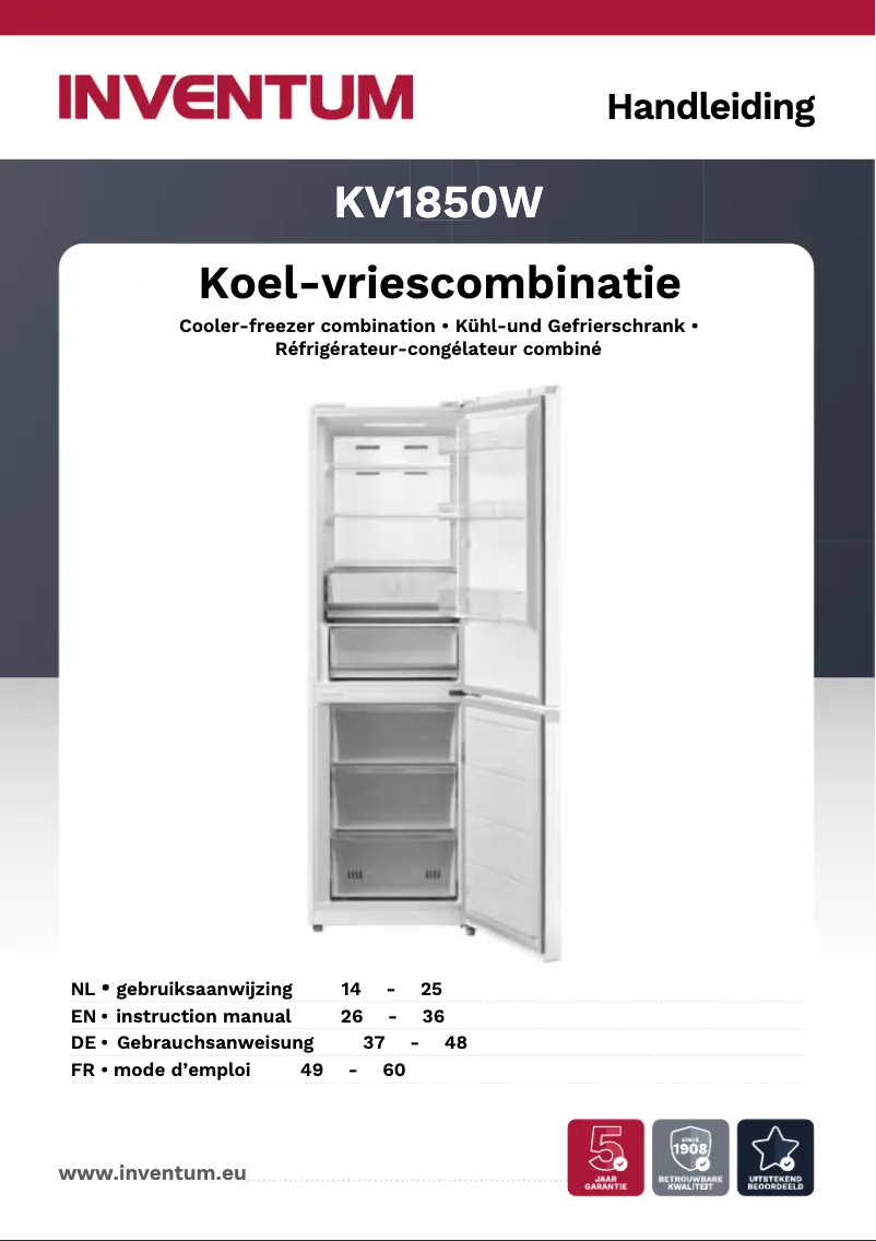 Image de la première page du manuel de l'appareil KV1850W