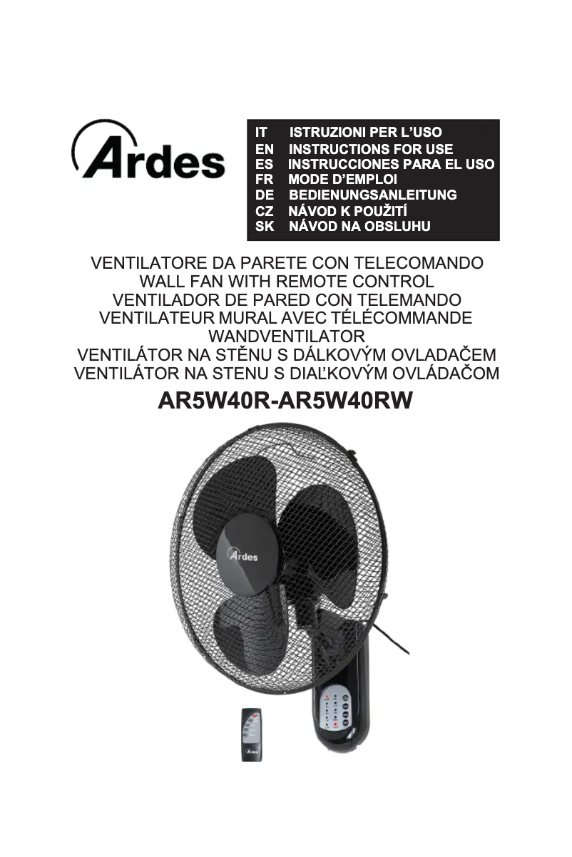 Page 1 de la notice Manuel utilisateur Ardes AR5W40RW