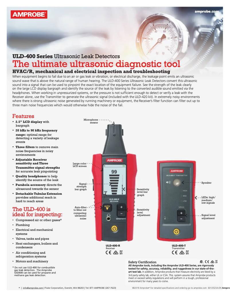 Page 1 de la notice Fiche technique Amprobe ULD-420