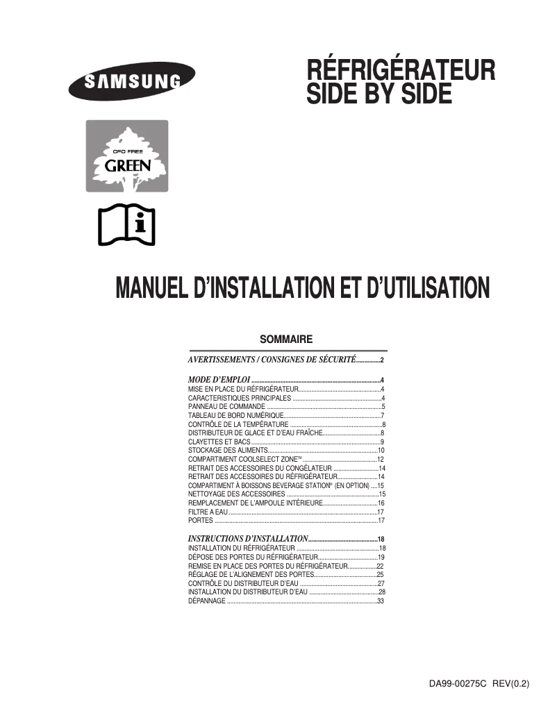 Image de la première page du manuel de l'appareil RS30NASW/1