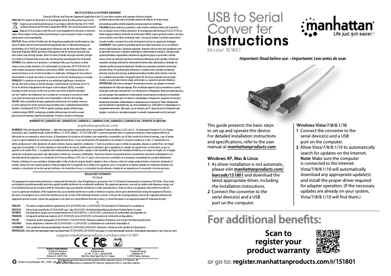 Page 1 de la notice Manuel utilisateur Manhattan 151801