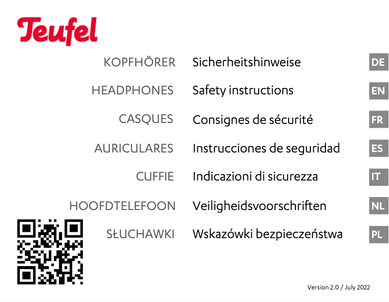 Page 1 of the manual Safety Instructions Teufel Supreme In