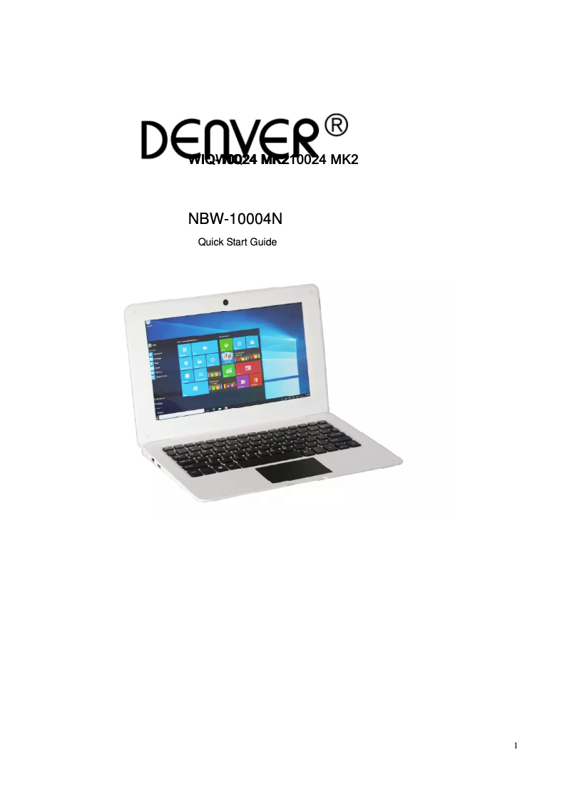 Page 1 de la notice Manuel utilisateur Denver NBW-10004N