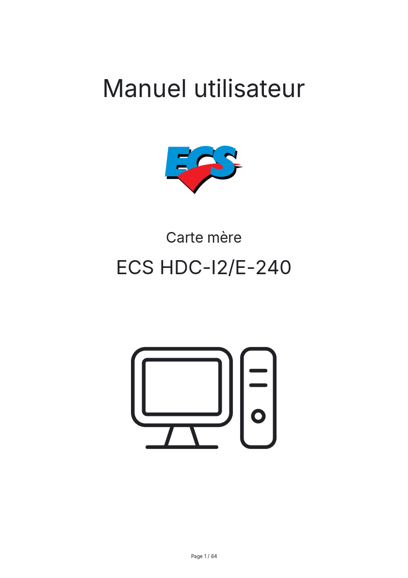 Page n°1 - Manuel utilisateur ECS HDC-I2/E-240