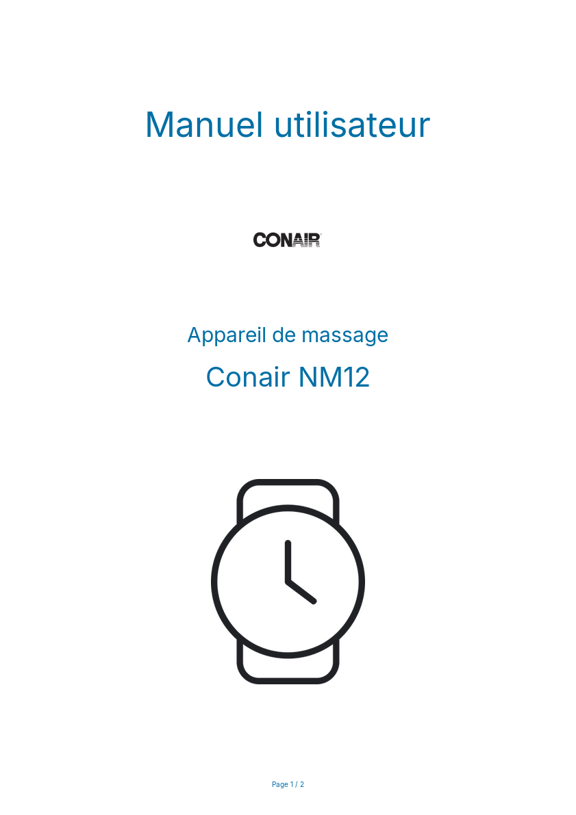 Page n°1 - Manuel utilisateur Conair NM12