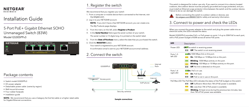 Page n°1 - Manuel utilisateur Netgear GS305PPv3