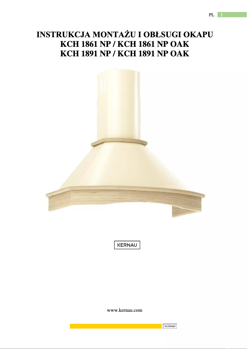 Image de la première page du manuel de l'appareil KCH 1861 NP