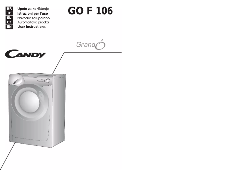 Page 1 de la notice Manuel utilisateur Candy GO F106