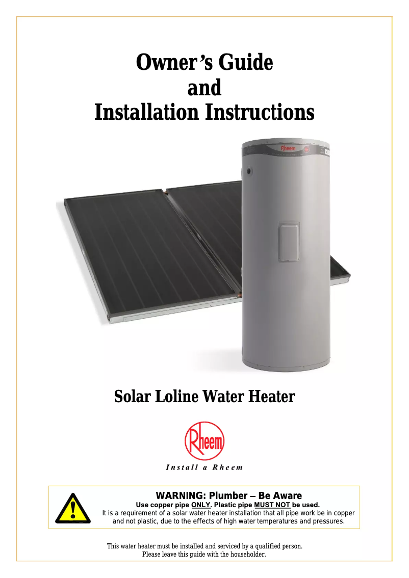 Page 1 de la notice Manuel utilisateur Rheem 511340