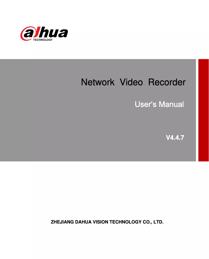 Page 1 de la notice Manuel utilisateur Dahua Technology NVR2104-W-4KS2