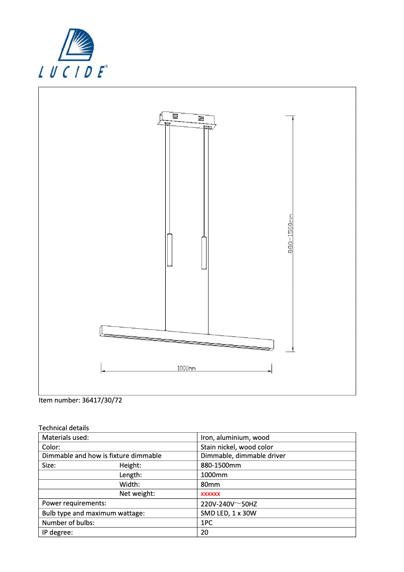 Página 1 del manual Manual de usuario Lucide Geena 36417/30/72
