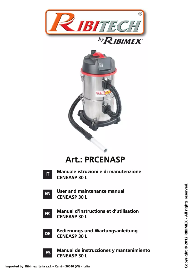 Page n°1 - Manuel utilisateur Ribimex CeneAsp