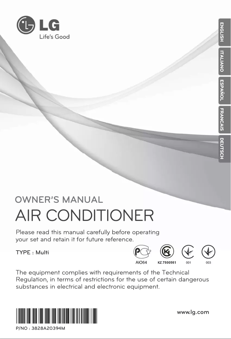 Page 1 de la notice Manuel utilisateur LG AMNH12GD4L0