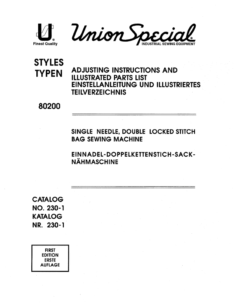 Page 1 de la notice Manuel utilisateur Union Special 80200D