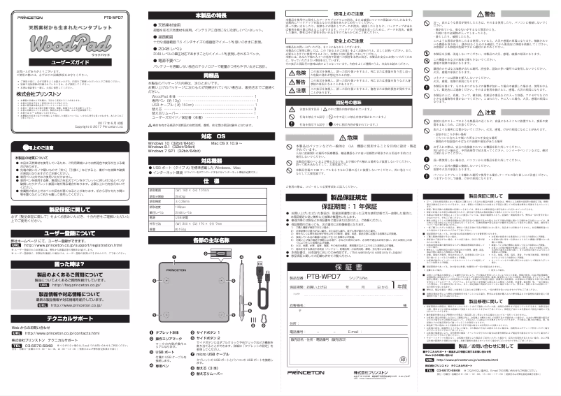 Page n°1 - Manuel utilisateur Princeton PTB-WPD7