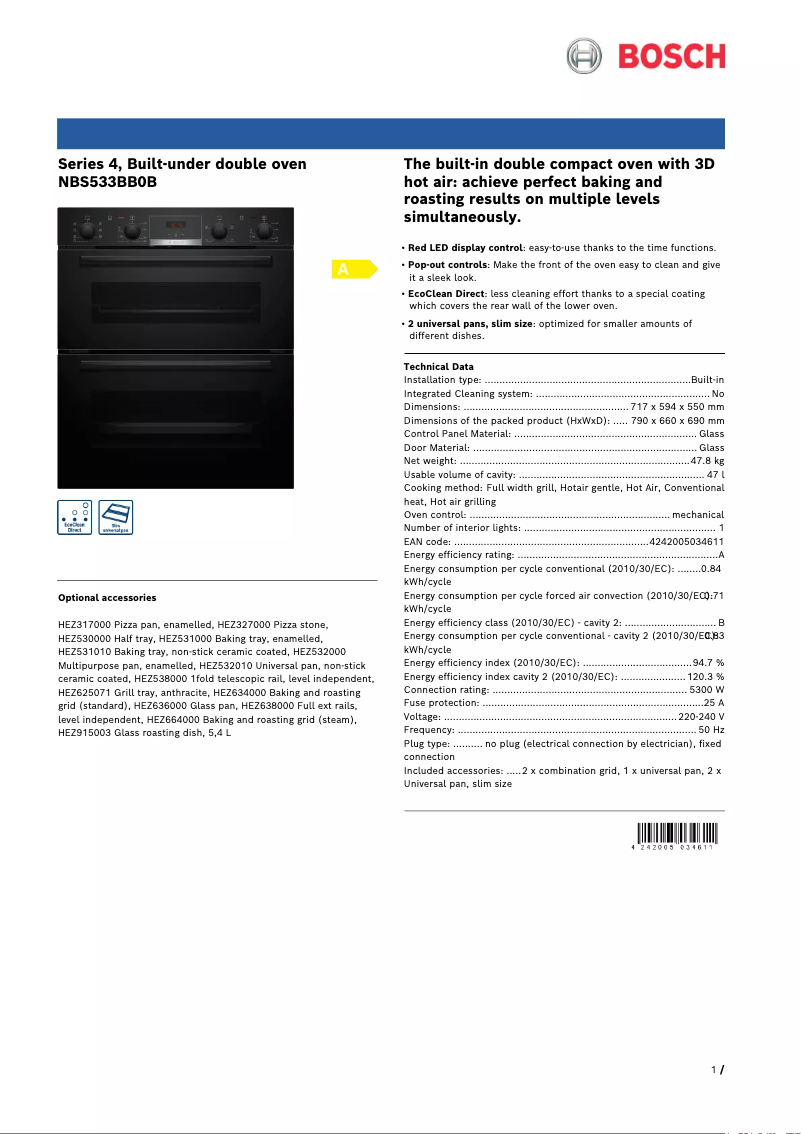 Imagen de la primera página del manual del dispositivo NBS533BB0B