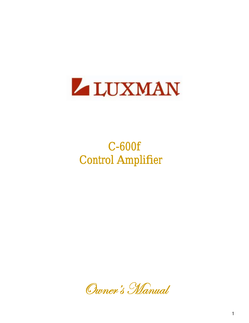 Page n°1 - Manuel utilisateur Luxman C-600F