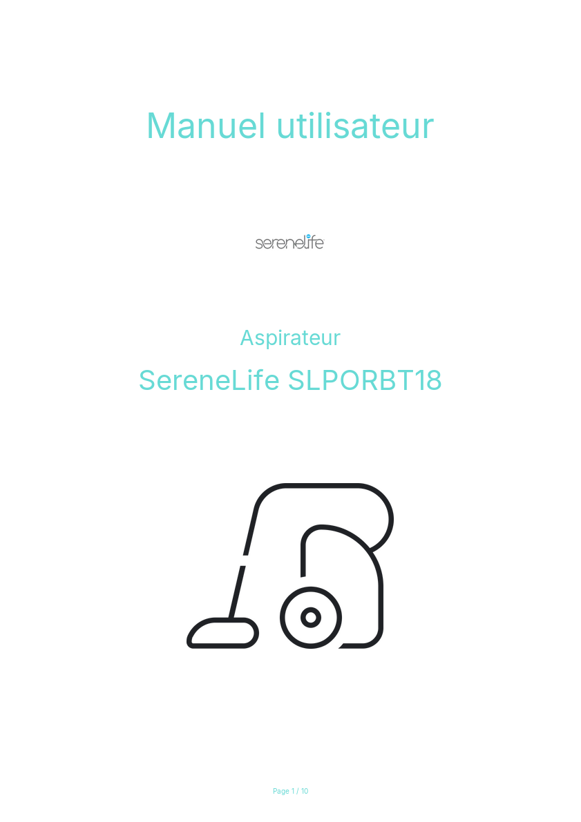 Page n°1 - Manuel utilisateur SereneLife SLPORBT18