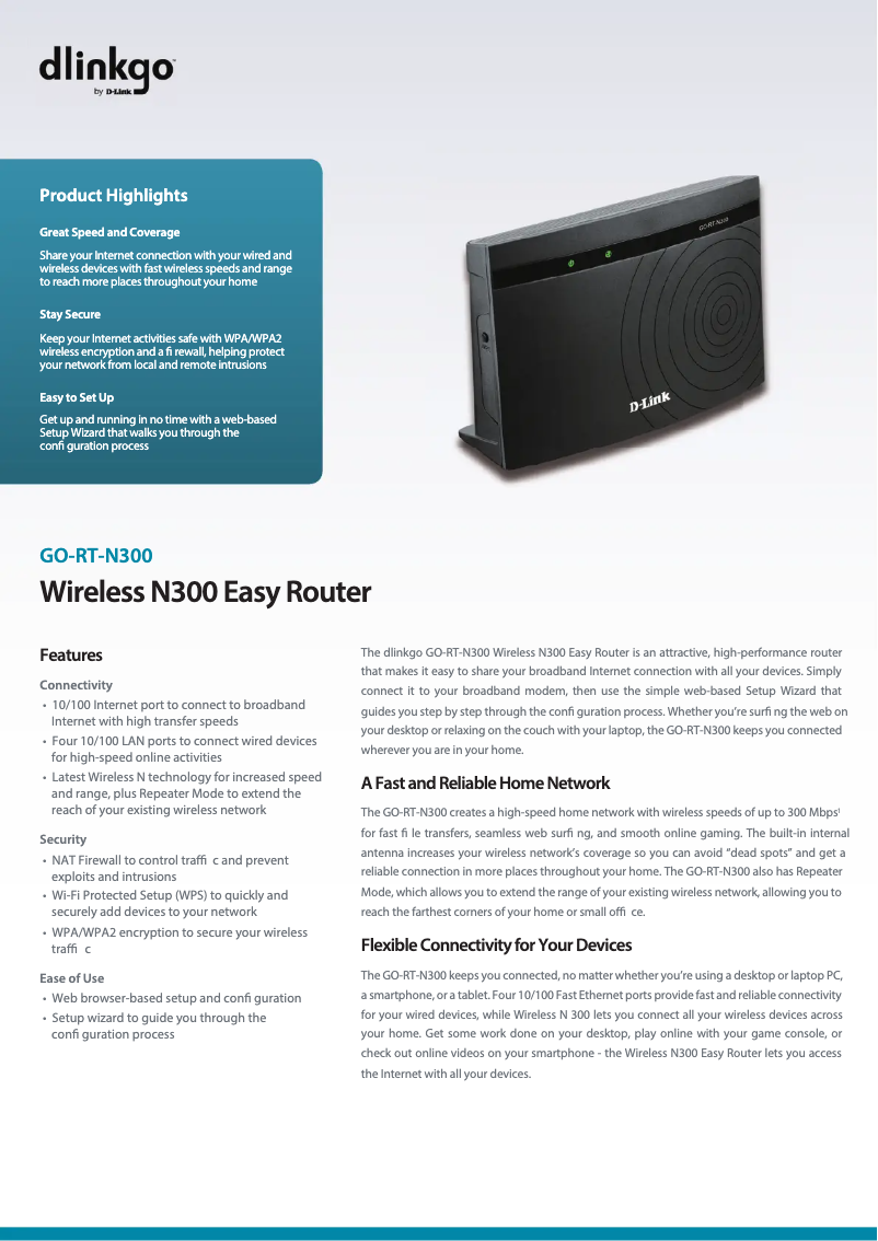 Image de la première page du manuel de l'appareil GO-RT-N300