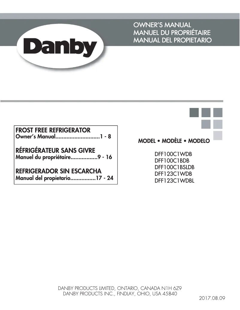 Page n°1 - Manuel utilisateur Danby DFF100C1WDB