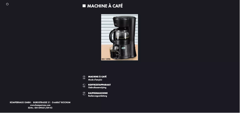 Image de la première page du manuel de l'appareil KH 1098