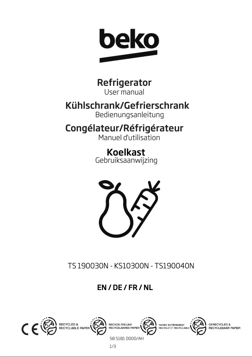 Image de la première page du manuel de l'appareil TS190040N