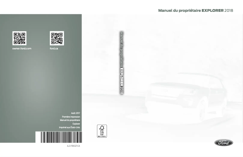 Page 1 de la notice Manuel utilisateur Ford Explorer (2018)