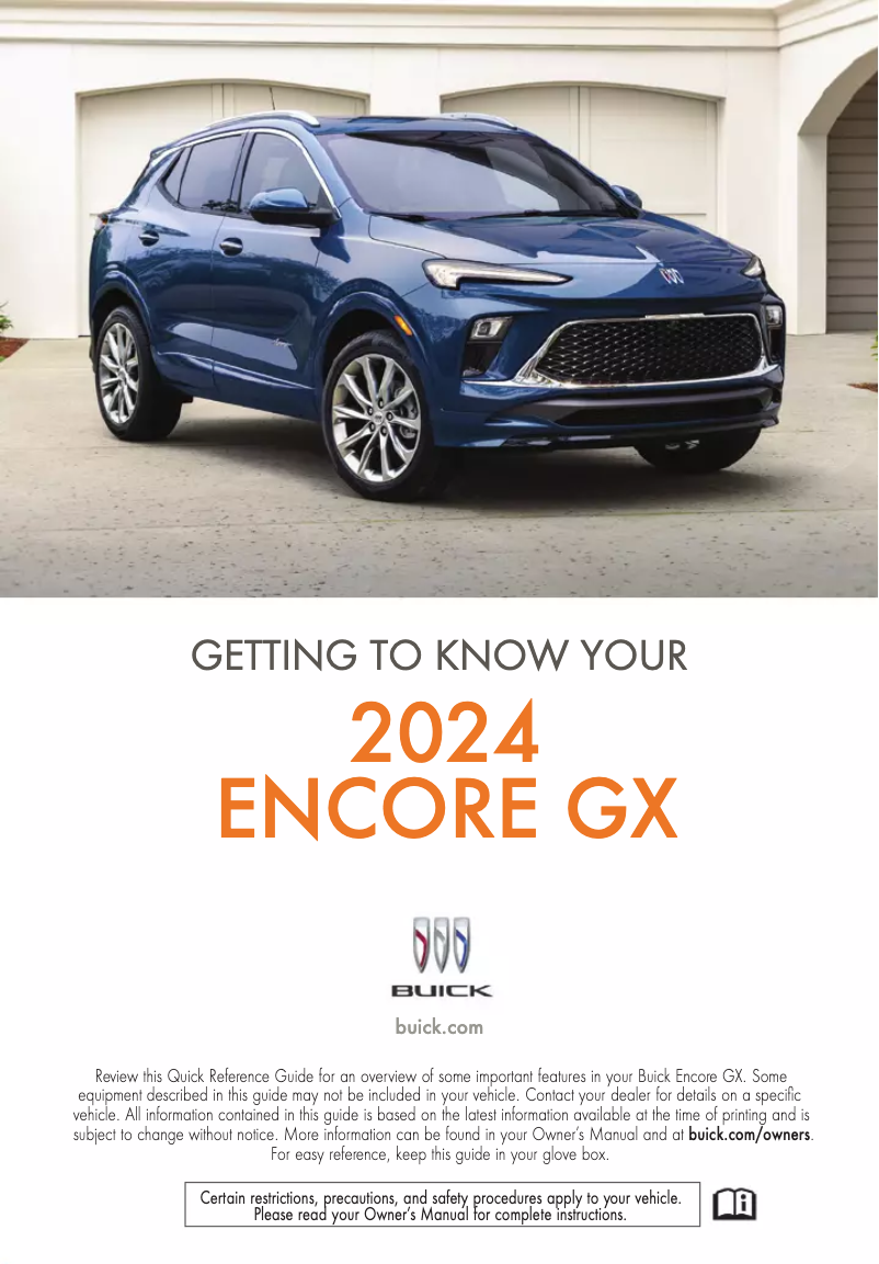 Page 1 de la notice Guide de démarrage rapide Buick Encore GX (2024)