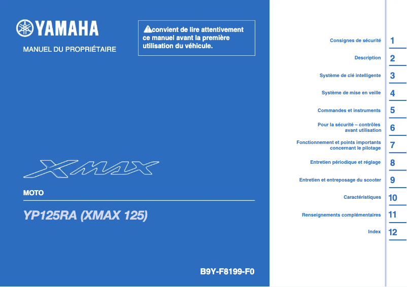 Page 1 of the manual User Manual Yamaha XMAX 125 (2020)