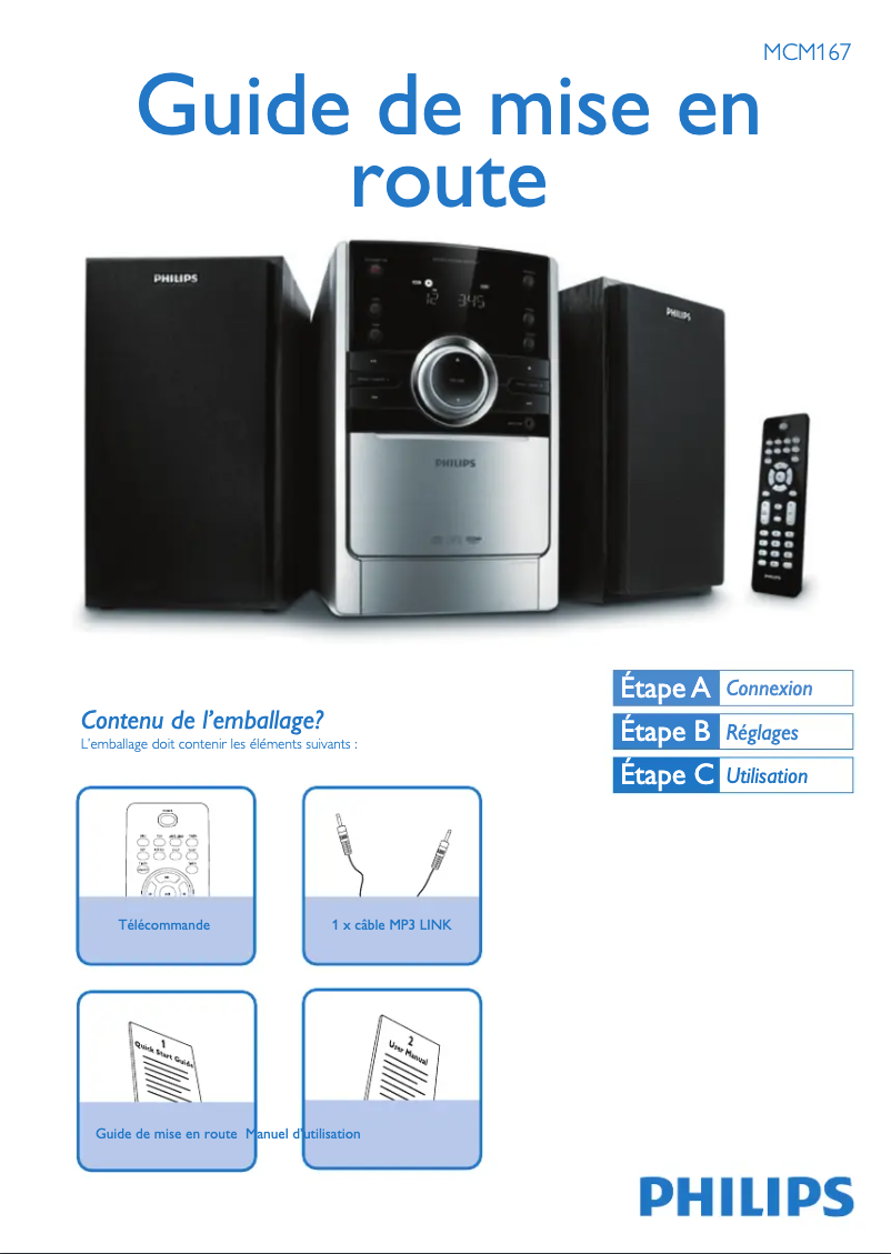 Page n°1 - Guide de démarrage rapide Philips MCM167