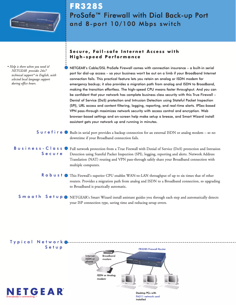 Page n°1 - Guide d'installation Netgear FR328S