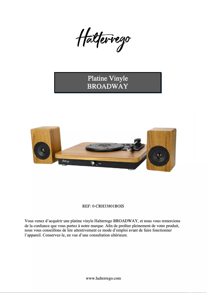 Image de la première page du manuel de l'appareil Broadway