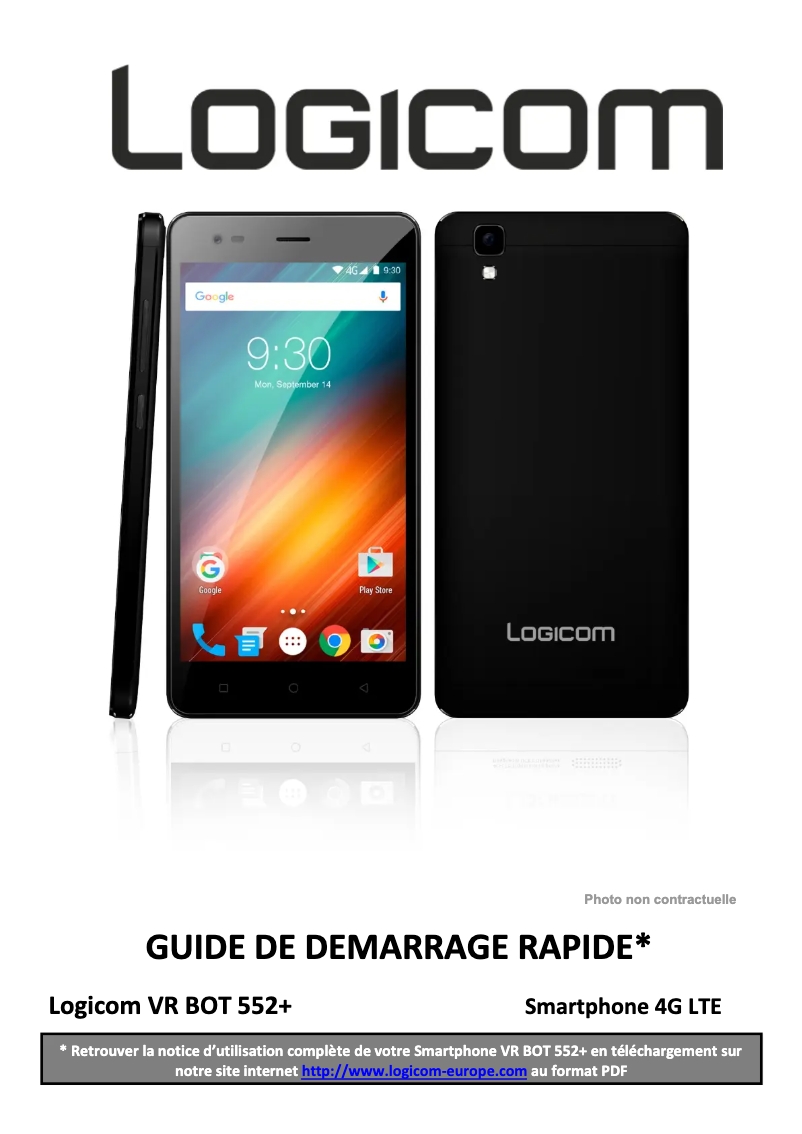 Page 1 de la notice Manuel utilisateur Logicom VR Bot 552+